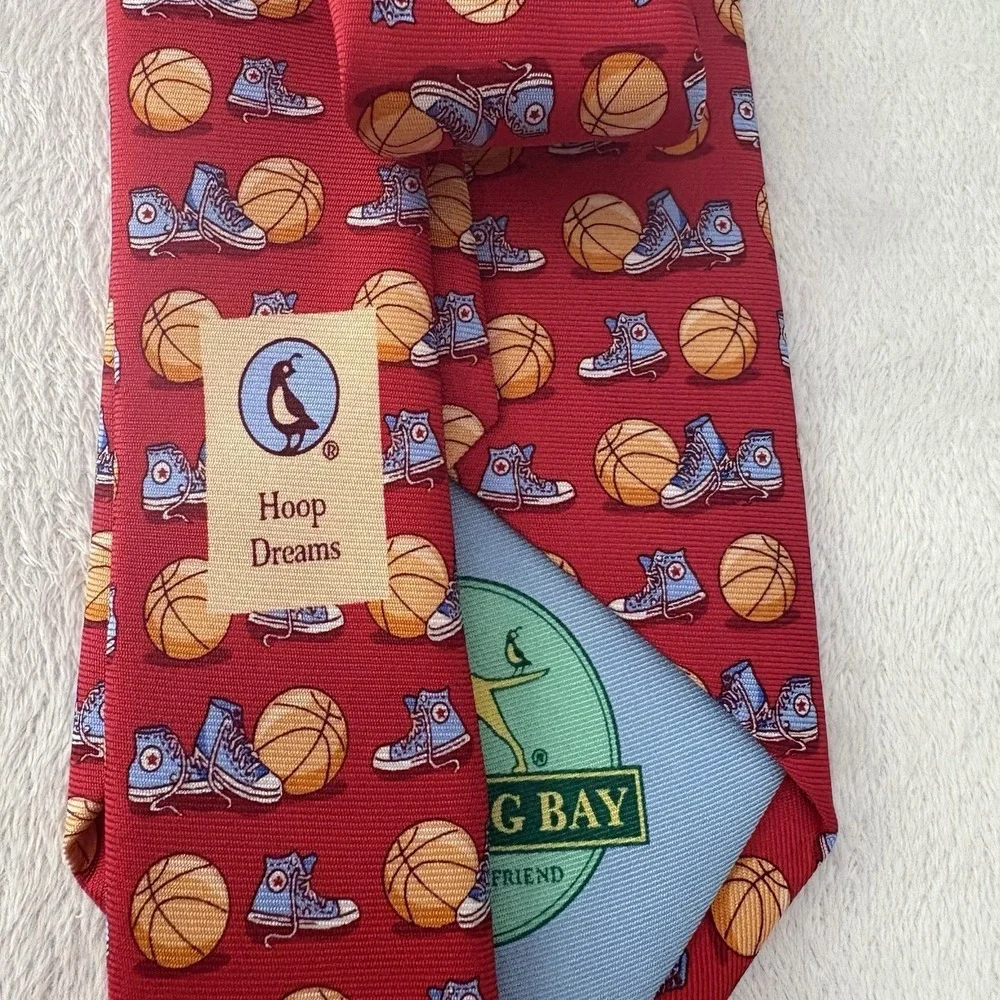 Bird Dog Bay 100% silk handmade USA tie hoop dreams